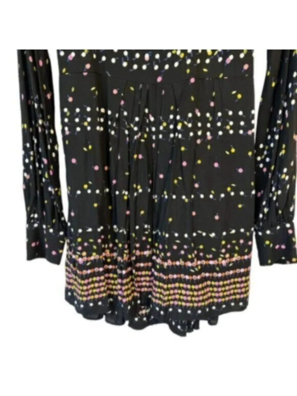 NWT Free People | Women's Black Coryn Printed Long Sleeves Mini Dress Size 8